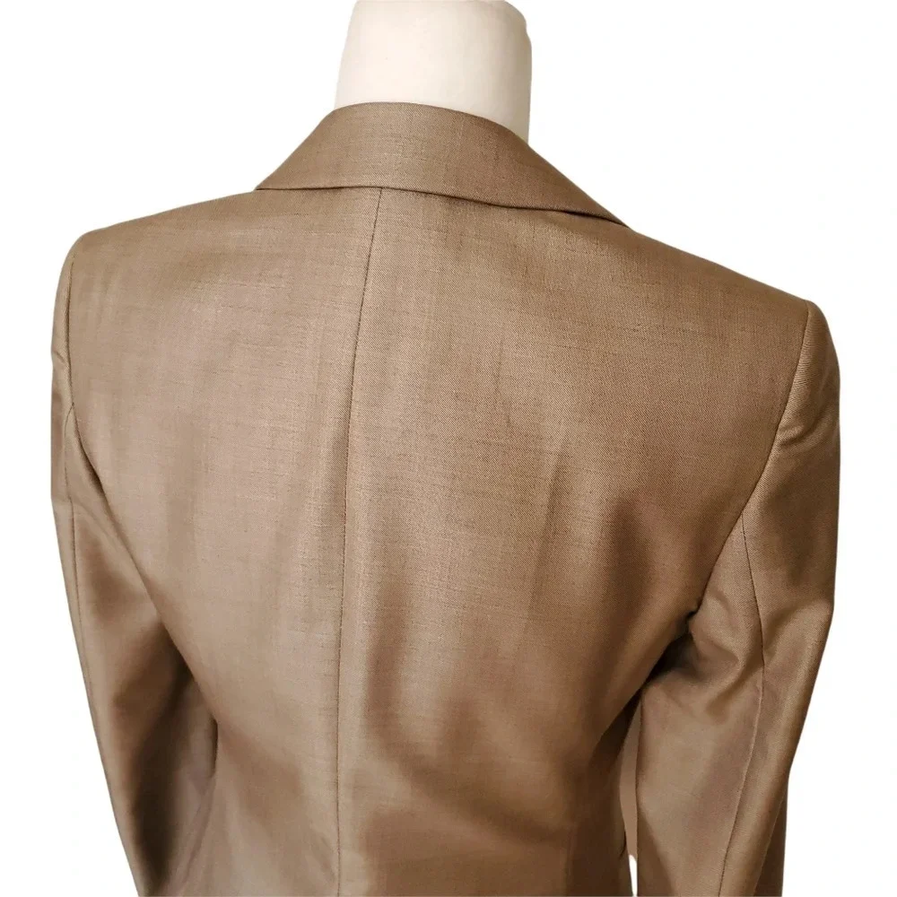 Giorgio Armani Wool Silk Blazer Womens Size 38 Beige Tan Lined Jacket 2 Button - Picture 5 of 16